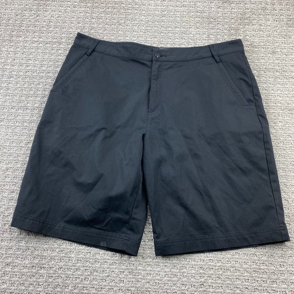 Adidas Golf Shorts Men 38 Black Striped Chino Climate Stretch Polyester Y2K - Picture 1 of 14
